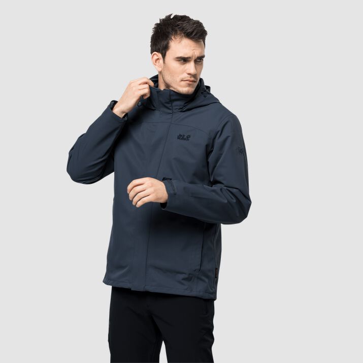 Chamarra Jack Wolfskin Pouring Rain 3in1 Hombre Azules Mexico-8591372